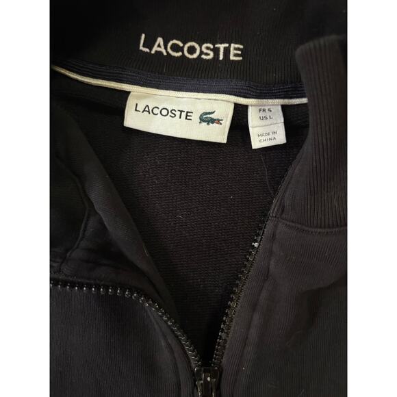 Lacoste Black Quarter Zip Sweatshirt – Size US L – Croc Logo Pullover - Picture 2 of 5